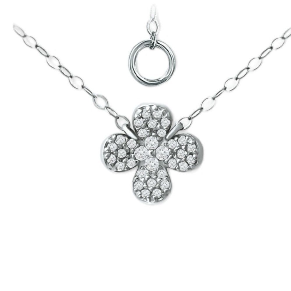 Giani Bernini Cubic Zirconia Flower Cluster Pendant Necklace in Sterling Silver